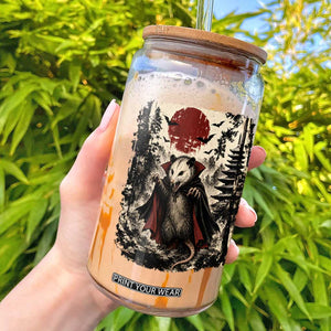 Vintage Vampire Opossum Halloween Glass Can Japanese Ukiyoe Blood Moon