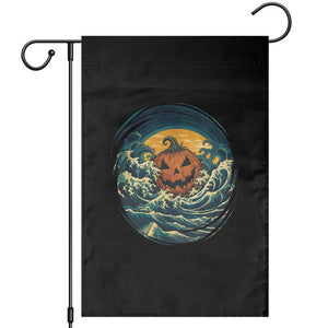 Japanese Halloween Pumpkin Garden Flag Great Wave Off Kanagawa Ukiyoe Style