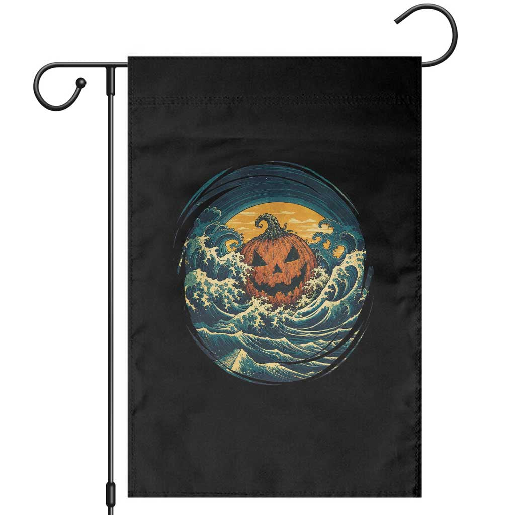 Japanese Halloween Pumpkin Garden Flag Great Wave Off Kanagawa Ukiyoe Style