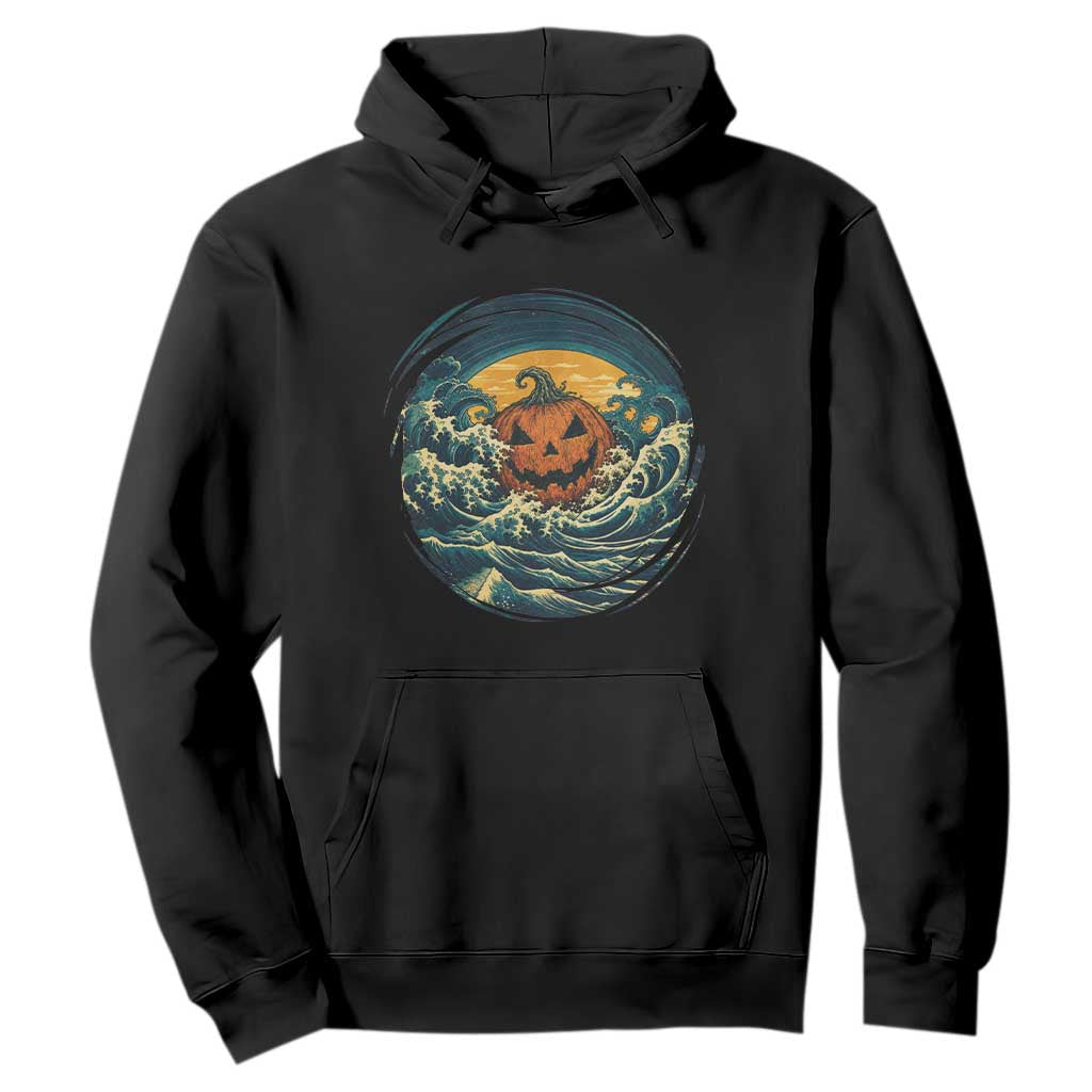 Japanese Halloween Pumpkin Hoodie Great Wave Off Kanagawa Ukiyoe Style