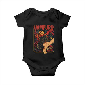 Funny Vampire Black Cat Baby Onesie Vampurr Bites Again Halloween Horror