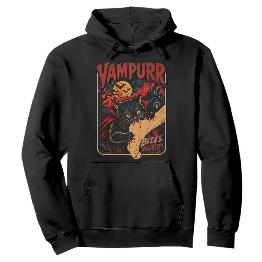 Funny Vampire Black Cat Hoodie Vampurr Bites Again Halloween Horror