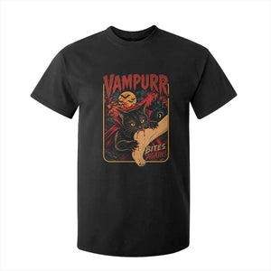 Funny Vampire Black Cat T Shirt For Kid Vampurr Bites Again Halloween Horror