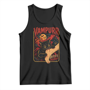 Funny Vampire Black Cat Tank Top Vampurr Bites Again Halloween Horror
