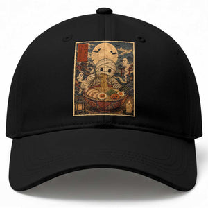 Kawaii Mummy Eating Ramen Noodles Baseball Cap Japanese Halloween Style