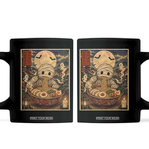 Kawaii Mummy Eating Ramen Noodles Coffee Mug Japanese Halloween Style