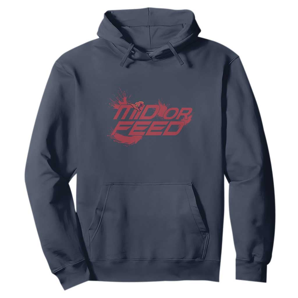 Mid Or Feed Holographic Witch Hat Hoodie Funny Game Lover Gift TS12 Navy Print Your Wear