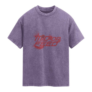 Mid Or Feed Holographic Witch Hat Washed Cotton T-Shirt Funny Game Lover Gift