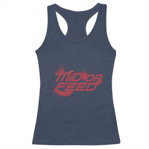 Mid Or Feed Holographic Witch Hat Racerback Tank Top Funny Game Lover Gift TS12 Navy Print Your Wear