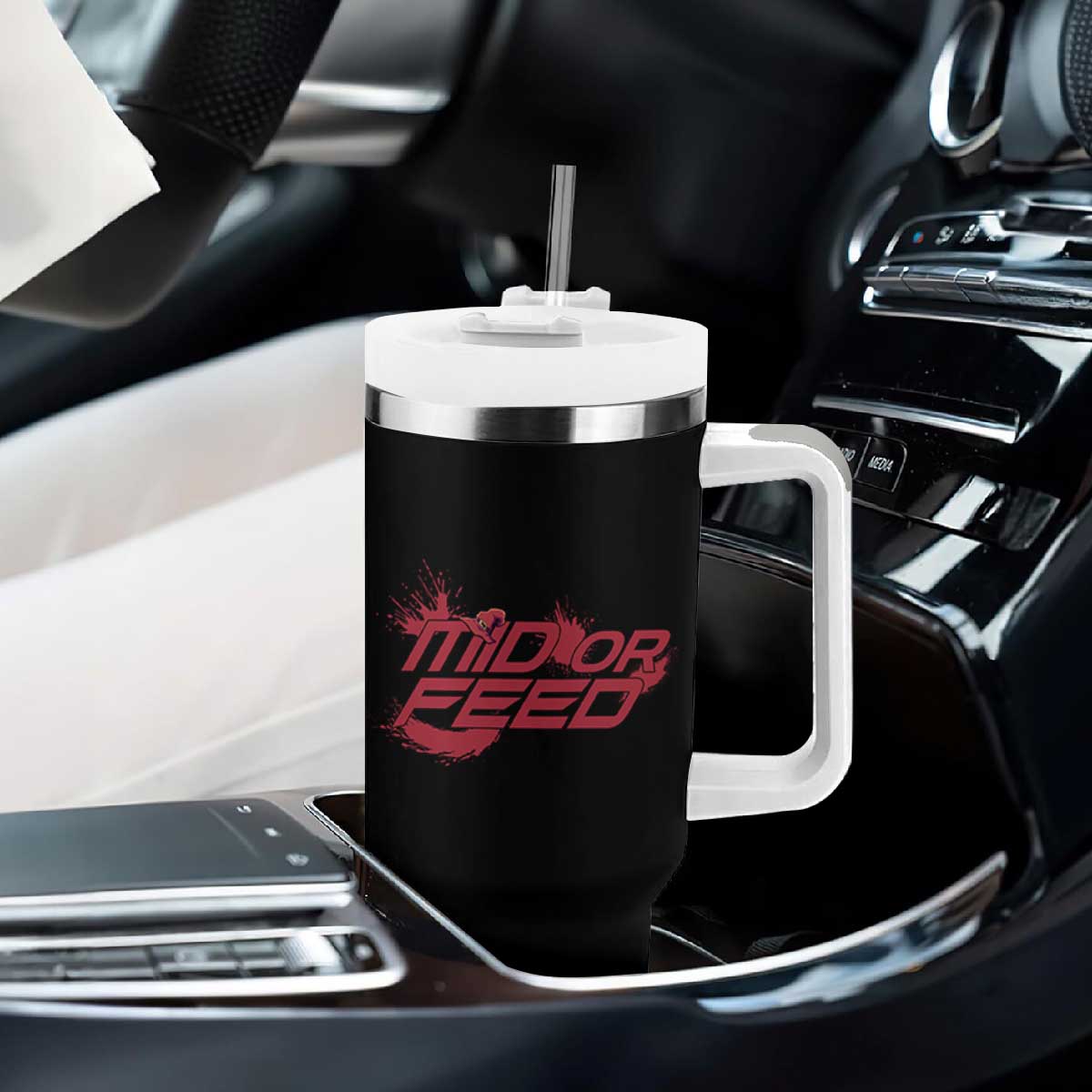 Mid Or Feed Holographic Witch Hat Tumbler With Handle Funny Game Lover Gift TS12 Print Your Wear