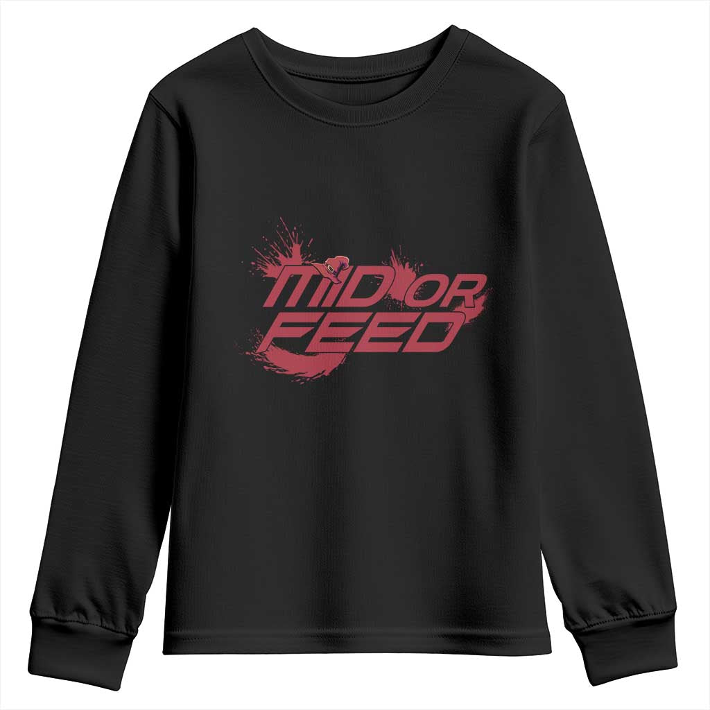 Mid Or Feed Holographic Witch Hat Youth Sweatshirt Funny Game Lover Gift TS12 Black Print Your Wear