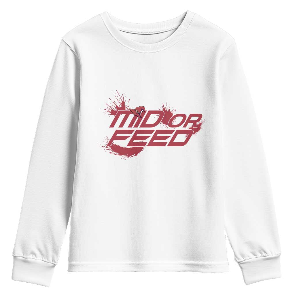 Mid Or Feed Holographic Witch Hat Youth Sweatshirt Funny Game Lover Gift TS12 White Print Your Wear