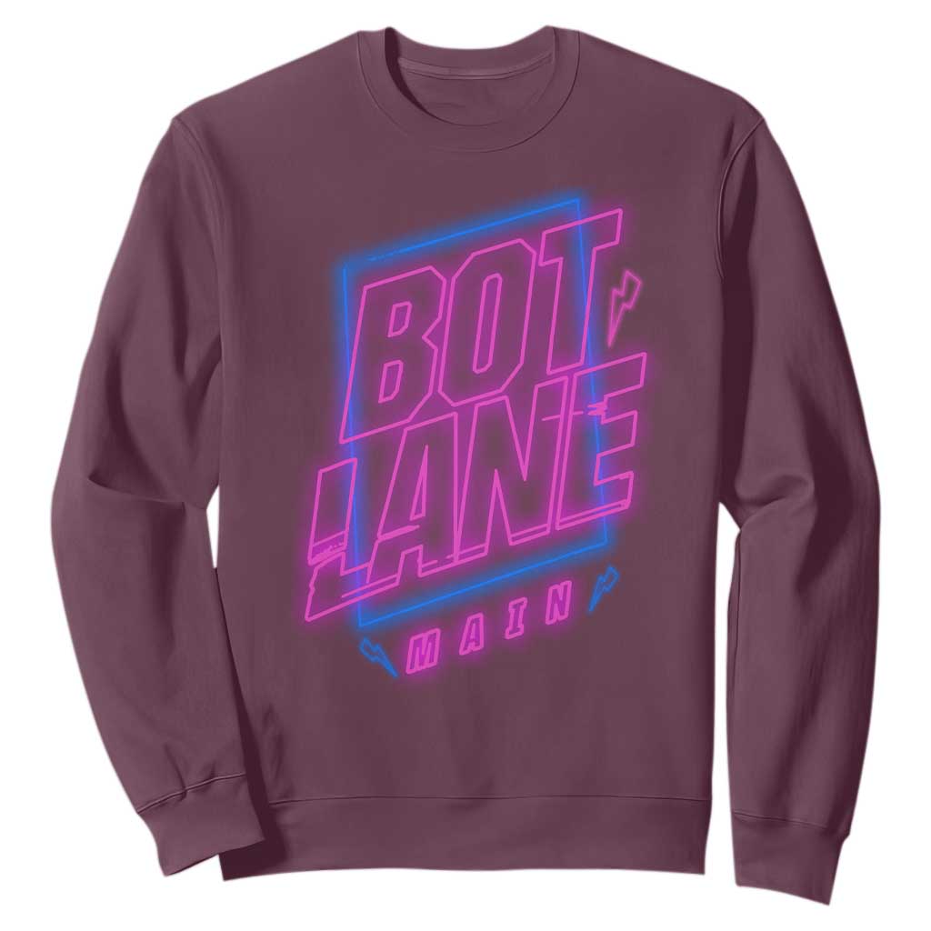 Bot Lane Main Cyberpunk Neon Style Sweatshirt Gaming Quote Gift TS12 Maroon Print Your Wear