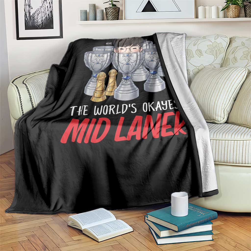 Worlds Okayest Mid Laner Throw Blanket Funny Game Lover Gift TS12 Print Your Wear