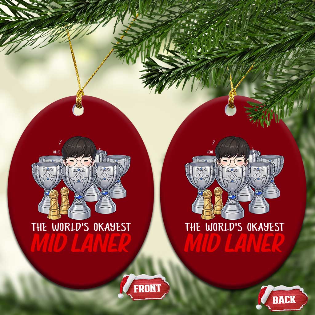Worlds Okayest Mid Laner Ceramic Ornament Funny Game Lover Gift TS12 Print Your Wear
