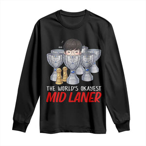 Worlds Okayest Mid Laner Long Sleeve Shirt Funny Game Lover Gift TS12 Black Print Your Wear
