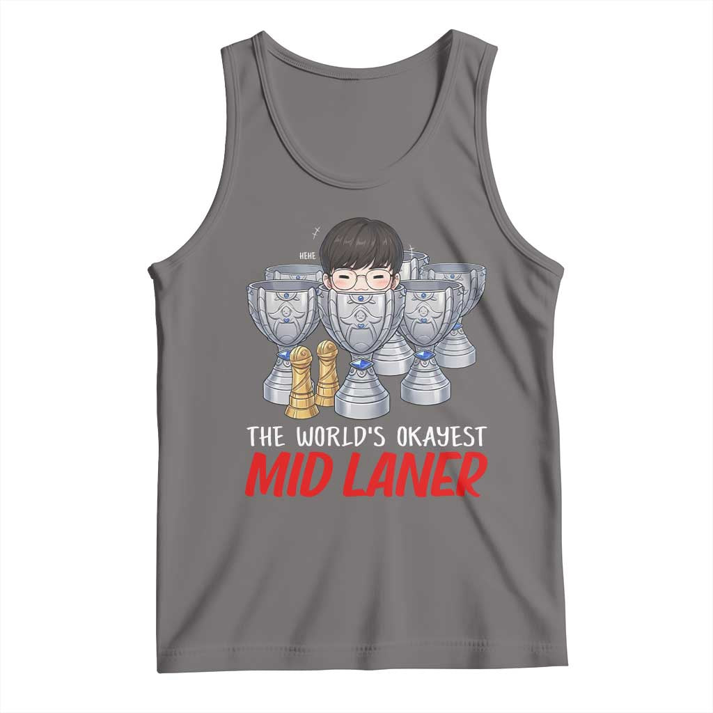 Worlds Okayest Mid Laner Tank Top Funny Game Lover Gift TS12 Deep Heather Print Your Wear