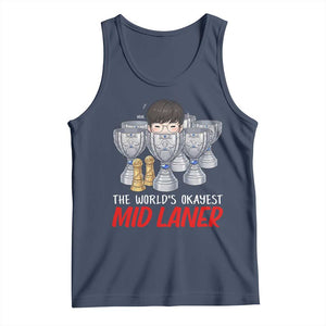 Worlds Okayest Mid Laner Tank Top Funny Game Lover Gift TS12 Navy Print Your Wear