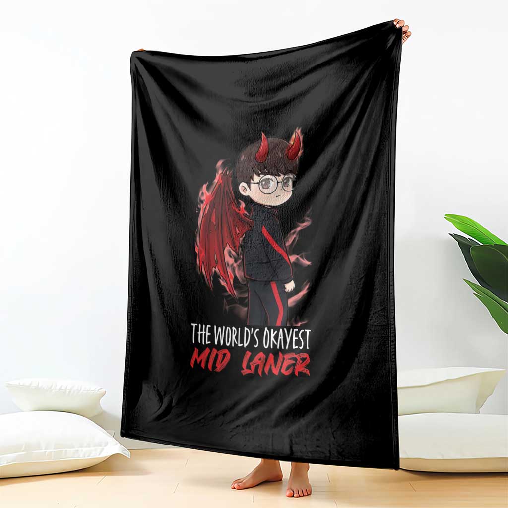 Worlds Okayest Mid Laner Throw Blanket Funny Gift For Gamer TS12 Print Your Wear
