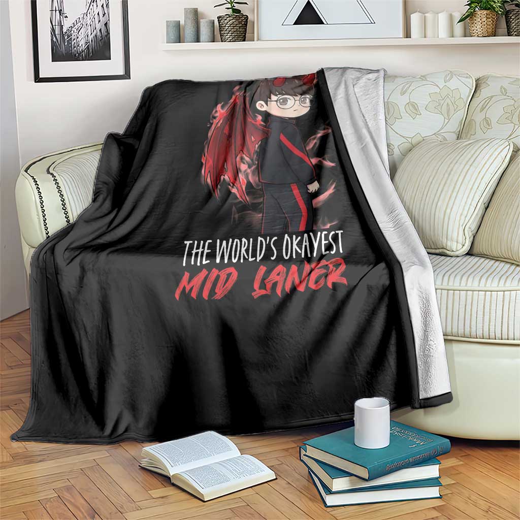 Worlds Okayest Mid Laner Throw Blanket Funny Gift For Gamer TS12 Print Your Wear