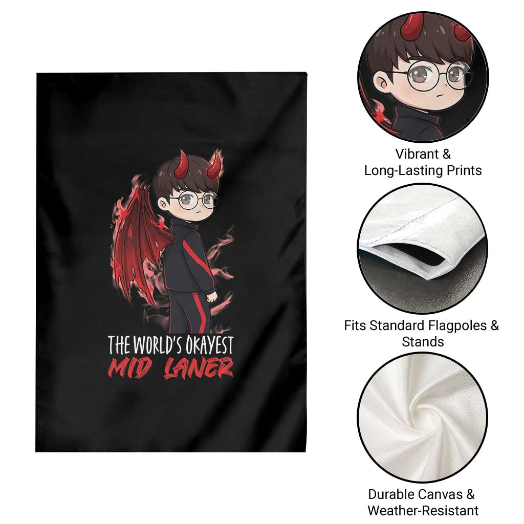 Worlds Okayest Mid Laner Garden Flag Funny Gift For Gamer TS12 Print Your Wear