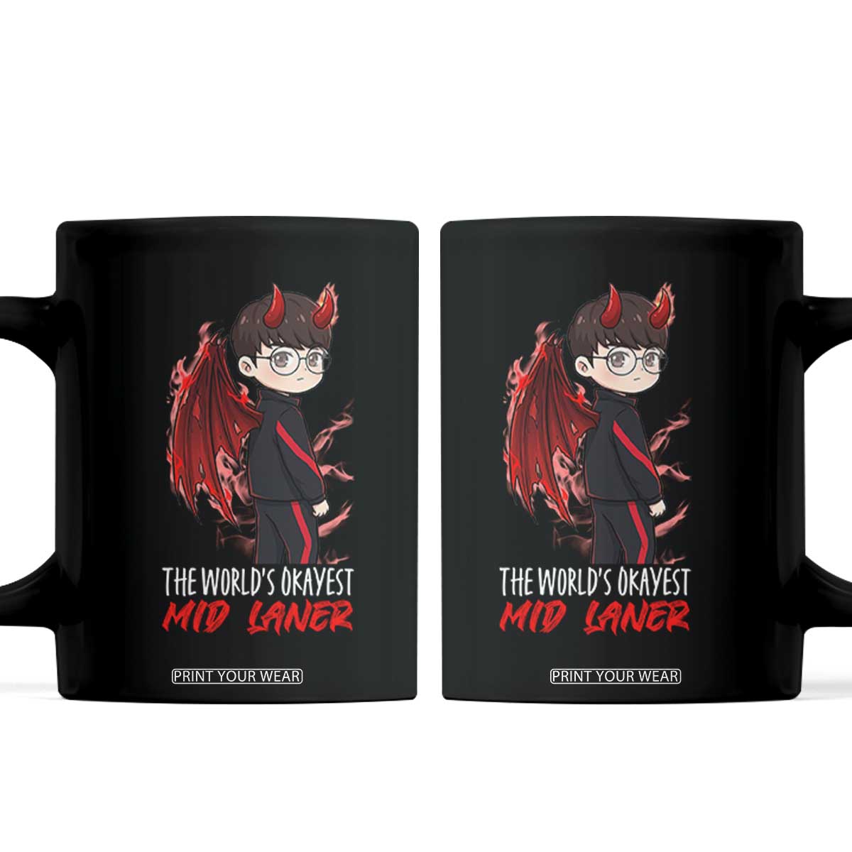 Worlds Okayest Mid Laner Coffee Mug Funny Gift For Gamer TS12 Black Print Your Wear