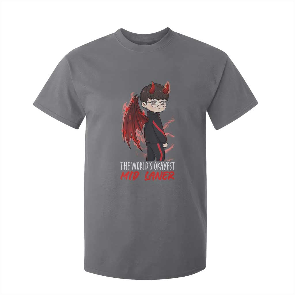 Worlds Okayest Mid Laner T Shirt For Kid Funny Gift For Gamer TS12 Charcoal Print Your Wear