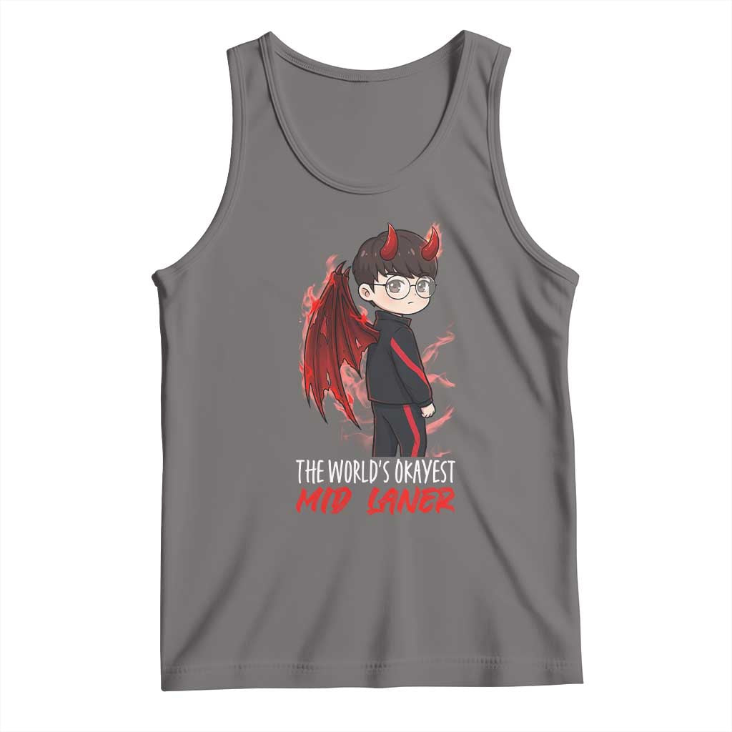 Worlds Okayest Mid Laner Tank Top Funny Gift For Gamer TS12 Deep Heather Print Your Wear