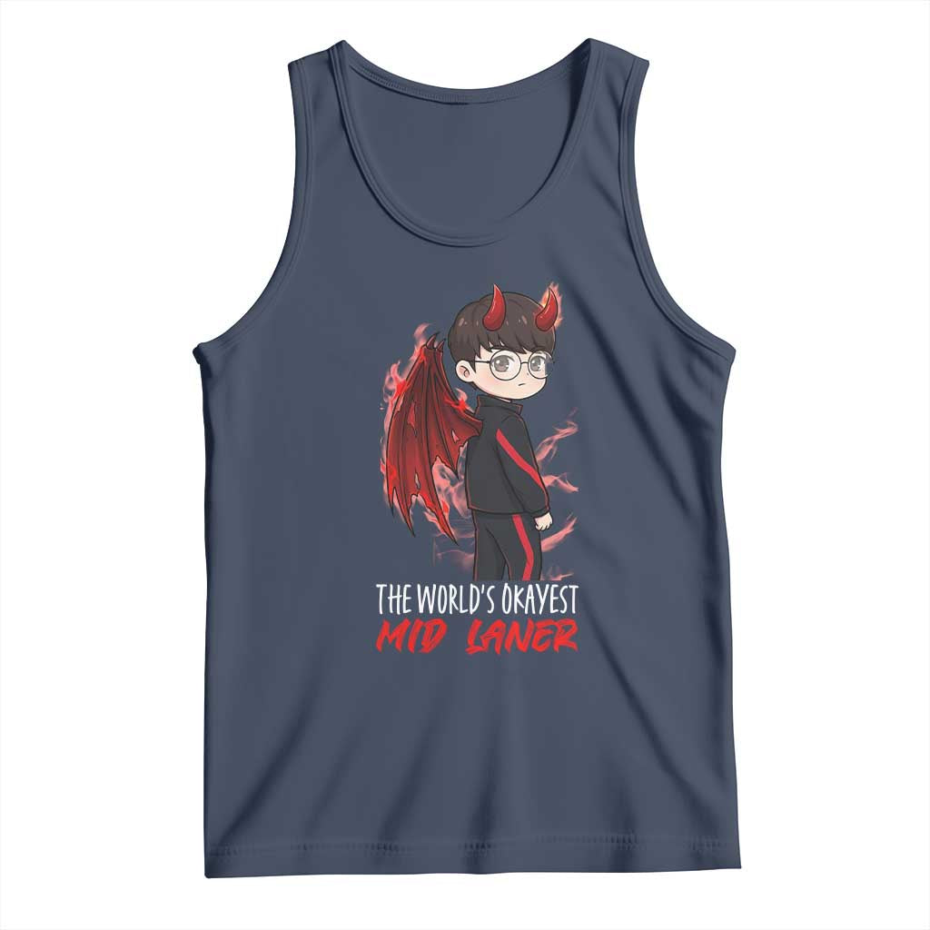 Worlds Okayest Mid Laner Tank Top Funny Gift For Gamer TS12 Navy Print Your Wear