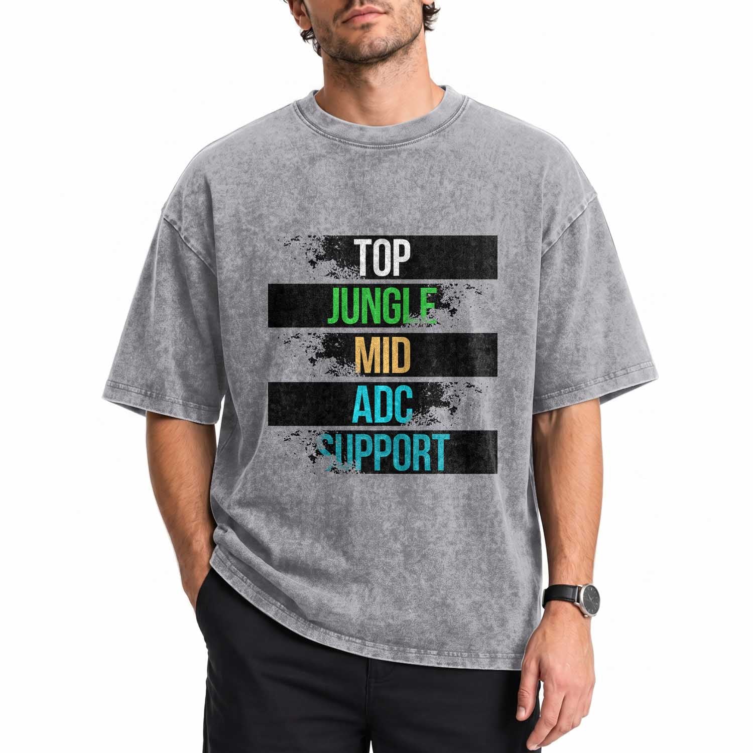 Gaming Humor 5 Roles Washed Cotton T-Shirt Quote For Gamer Lovers