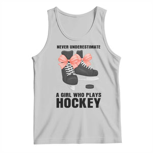 Never Underestimate A Girl Hockey Player Gift Idea Tank Top TS12 Ash Print Your Wear