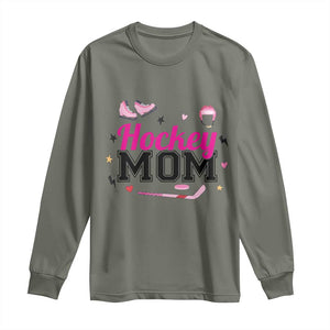 Proud Hockey Mom Long Sleeve Shirt Ice Hockey Supporter Gift TS12 Military Green Print Your Wear