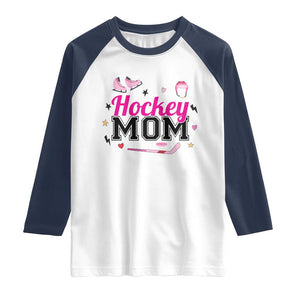 Proud Hockey Mom Raglan Shirt Ice Hockey Supporter Gift TS12 White Navy Print Your Wear
