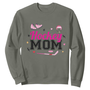 Proud Hockey Mom Sweatshirt Ice Hockey Supporter Gift TS12 Military Green Print Your Wear
