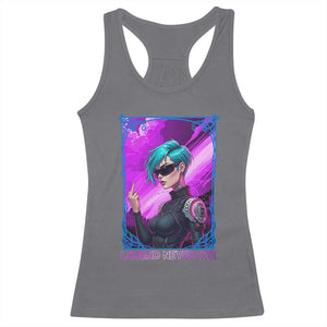 Cyberpunk Girl Legend Never Die Racerback Tank Top Gaming Aesthetic Gift TS12 Charcoal Print Your Wear