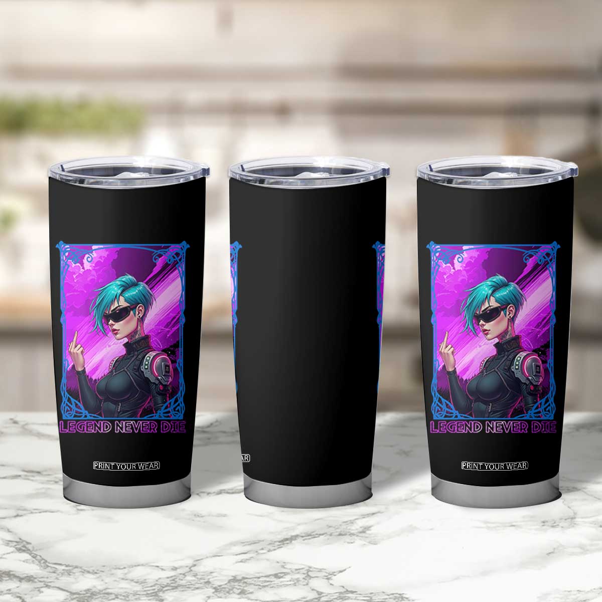 Cyberpunk Girl Legend Never Die Tumbler Cup Gaming Aesthetic Gift TS12 Print Your Wear