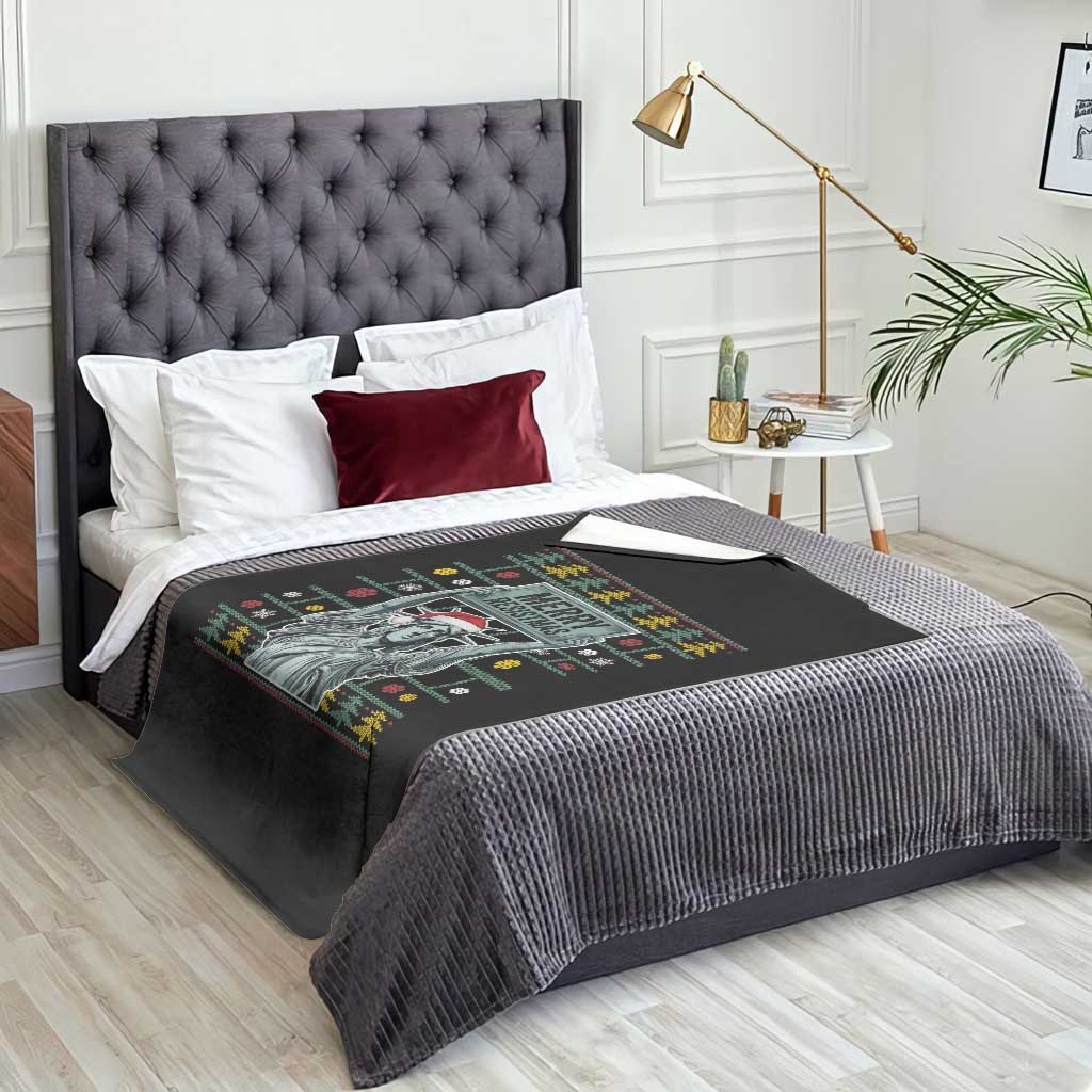 Funny Liberty Statue Ugly Sweater Gift Throw Blanket Merry Resistmas TS12 Print Your Wear