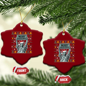 Funny Liberty Statue Ugly Sweater Gift Ceramic Ornament Merry Resistmas TS12 Print Your Wear