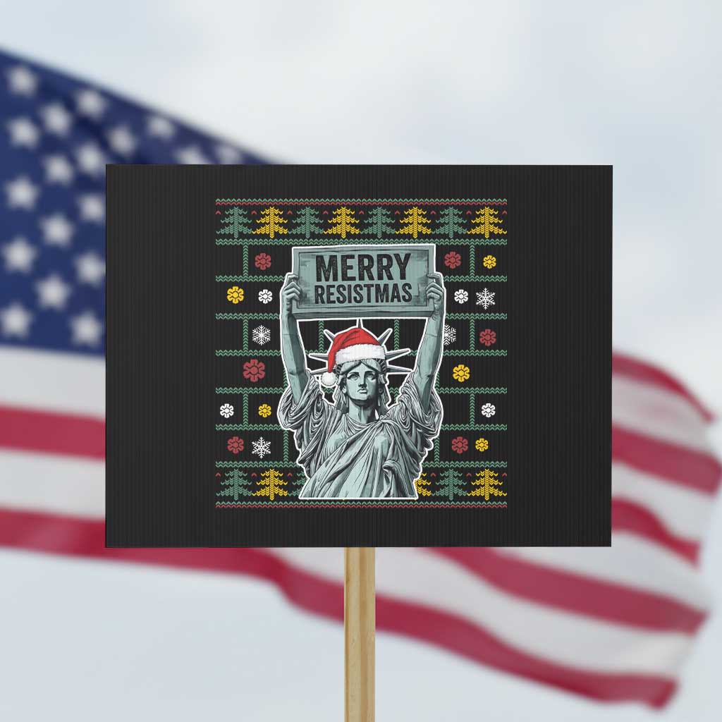 Funny Liberty Statue Ugly Sweater Gift Protest Sign Merry Resistmas TS12 Horizontal 18