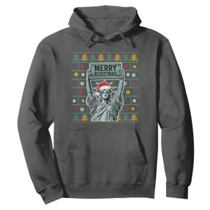 Funny Liberty Statue Ugly Sweater Gift Hoodie Merry Resistmas TS12 Dark Heather Print Your Wear