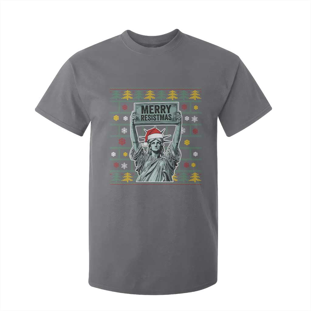 Funny Liberty Statue Ugly Sweater Gift T Shirt For Kid Merry Resistmas TS12 Charcoal Print Your Wear