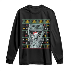 Funny Liberty Statue Ugly Sweater Gift Long Sleeve Shirt Merry Resistmas TS12 Black Print Your Wear