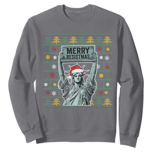 Funny Liberty Statue Ugly Sweater Gift Sweatshirt Merry Resistmas TS12 Charcoal Print Your Wear
