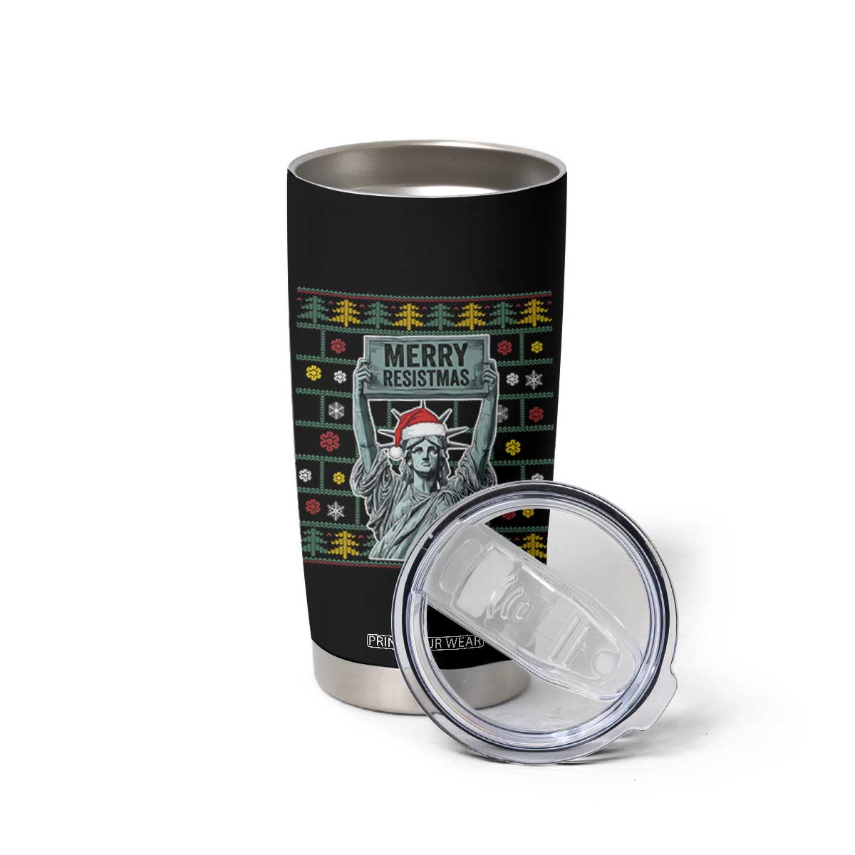 Funny Liberty Statue Ugly Sweater Gift Tumbler Cup Merry Resistmas TS12 Print Your Wear