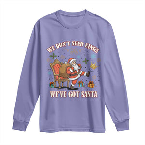 No Kings Only Santa Long Sleeve Shirt Funny Christmas Parody Gift TS12 Violet Print Your Wear