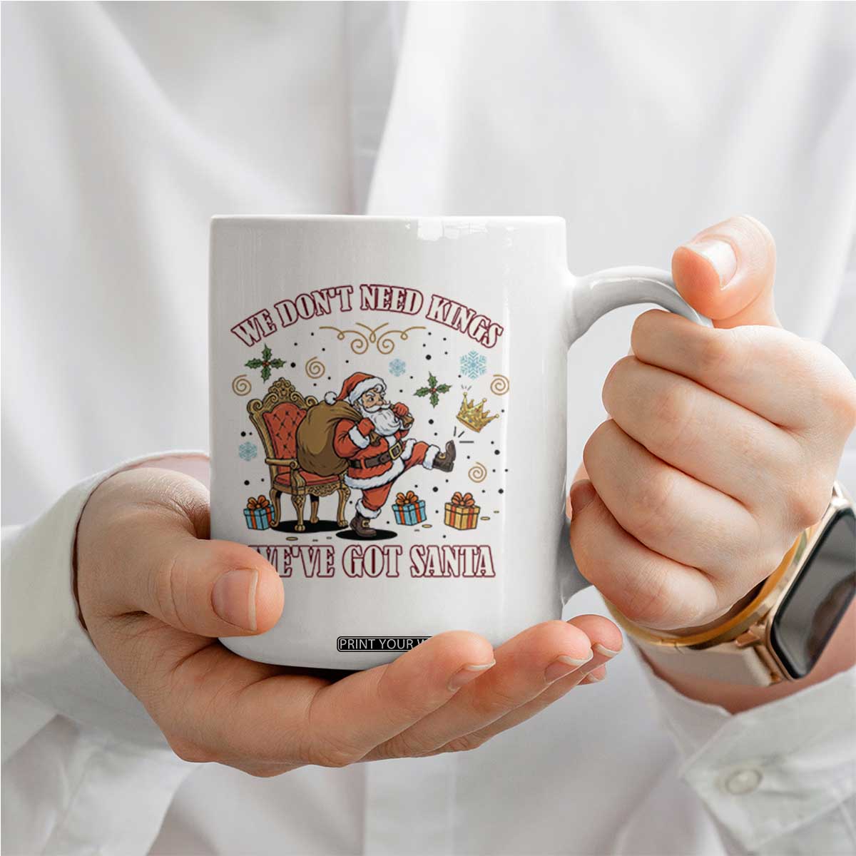 No Kings Only Santa Coffee Mug Funny Christmas Parody Gift TS12 Print Your Wear