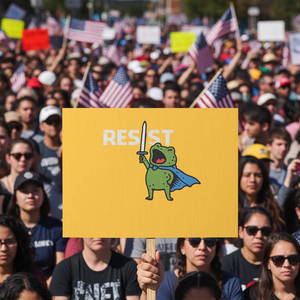 Resist Frog Warrior Protest Sign Funny Rebel Meme Gift TS12 Horizontal 18