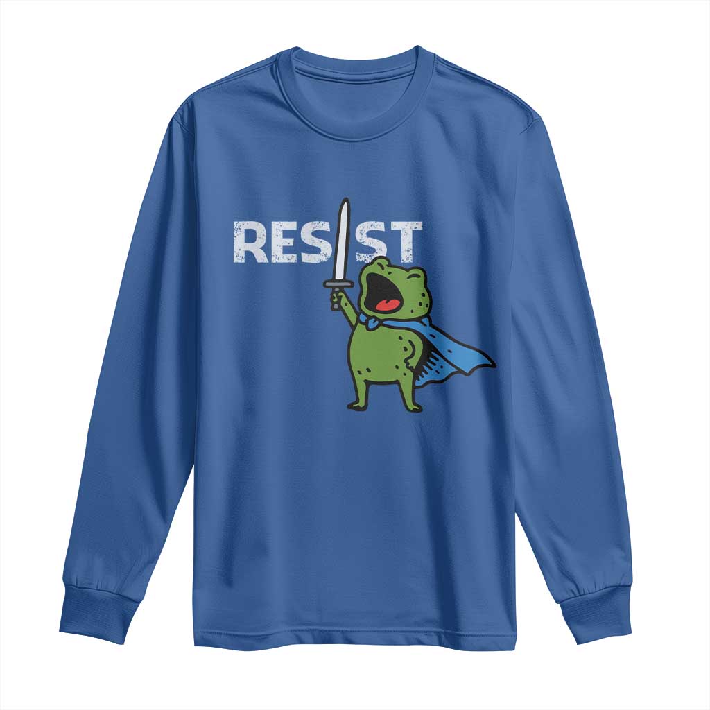 Resist Frog Warrior Long Sleeve Shirt Funny Rebel Meme Gift TS12 Royal Blue Print Your Wear