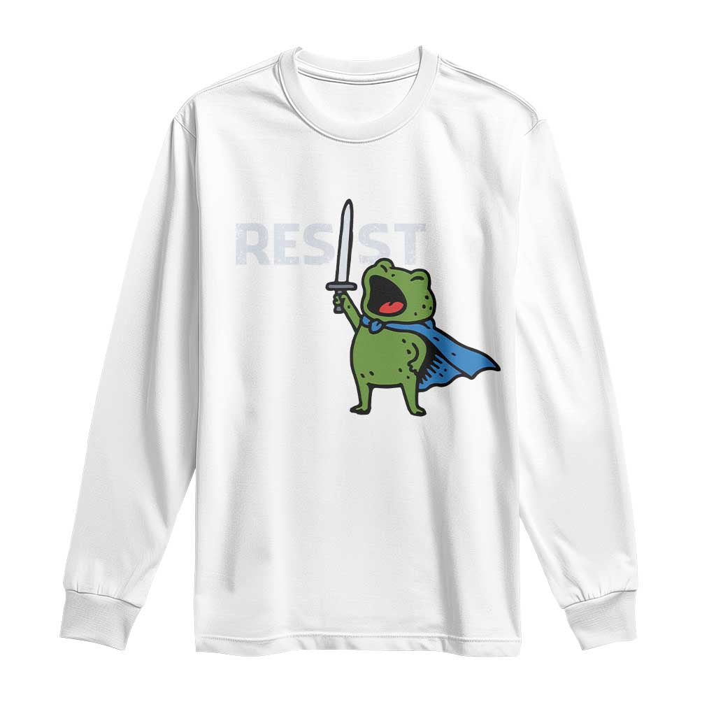 Resist Frog Warrior Long Sleeve Shirt Funny Rebel Meme Gift TS12 White Print Your Wear
