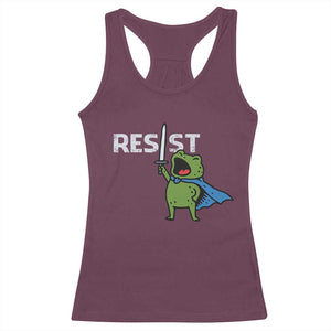 Resist Frog Warrior Racerback Tank Top Funny Rebel Meme Gift TS12 Maroon Print Your Wear